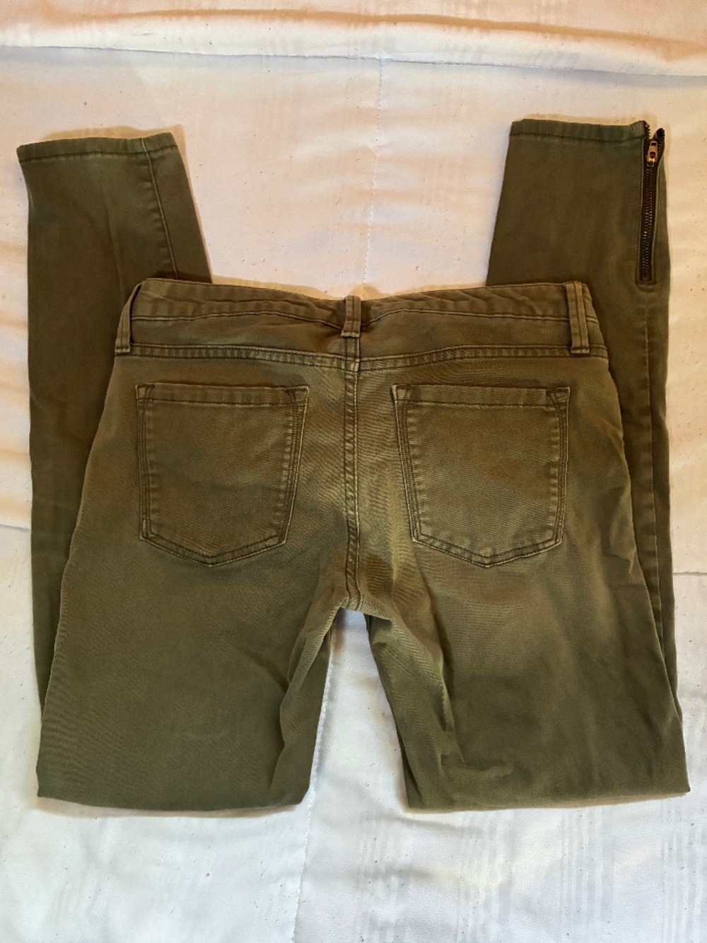 Banana Republic Army green jeans w/ zippers at the bottom